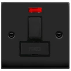 Click Deco Matt Black 13A Switched Spur With Neon VPMB752BK