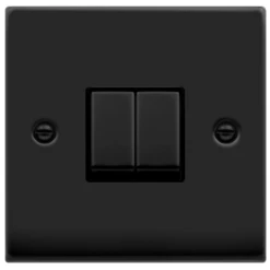 Click Deco Matt Black 2G Light Switch VPMB412BK