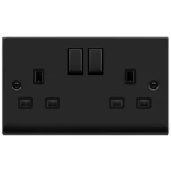 Click Deco Matt Black 13A Double Socket VPMB536BK