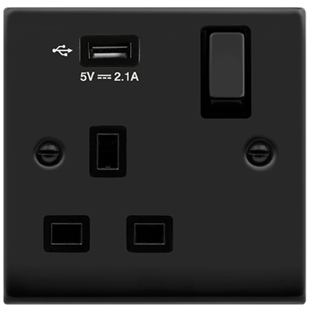 Click Deco Matt Black 13A Single USB Socket VPMB571UBK 3 Click Deco Matt Black 13A Single USB Socket VPMB571UBK