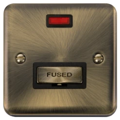 Click Deco Plus Antique Brass 13A Unswitched Spur With Neon DPAB753BK