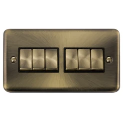 Click Deco Plus Antique Brass 6G Light Switch DPAB416BK