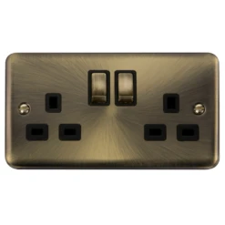 Click Deco Plus Antique Brass 13A Double Socket DPAB536BK
