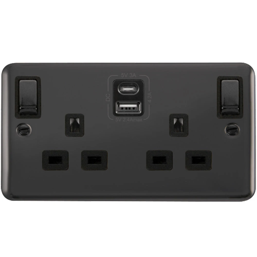 Click Deco Plus Black Nickel 13A Double A+C USB Socket DPBN586BK 3 Click Deco Plus Black Nickel 13A Double A+C USB Socket DPBN586BK