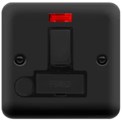 Click Deco Plus Matt Black 13A Switched Spur With Flex And Neon DPMB552BK