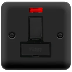 Click Deco Plus Matt Black 13A Switched Spur With Neon DPMB752BK