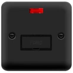 Click Deco Plus Matt Black 13A Unswitched Spur With Neon DPMB753BK