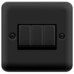 Click Deco Plus Matt Black 3G Light Switch DPMB413BK