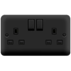 Click Deco Plus Matt Black 13A Double Socket DPMB536BK