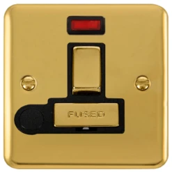 Click Deco Plus Polished Brass 13A Switched Spur With Flex And Neon DPBR552BK