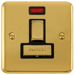 Click Deco Plus Polished Brass 13A Switched Spur With Neon DPBR752BK