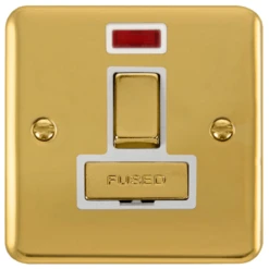 Click Deco Plus Polished Brass 13A Switched Spur With Neon DPBR752WH