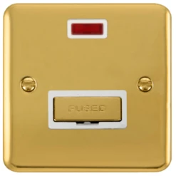 Click Deco Plus Polished Brass 13A Unswitched Spur With Neon DPBR753WH