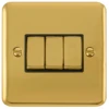 Click Deco Plus Polished Brass 3G Light Switch DPBR413BK -RS Electrical Supplies Click Deco Plus Polished Brass 3G Light Switch DPBR413BK Available from RS Electrical Supplies