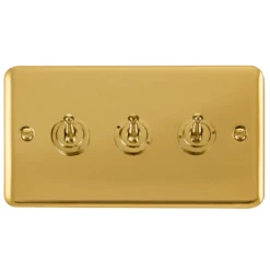 Click Deco Plus Polished Brass 3G Toggle Switch DPBR423