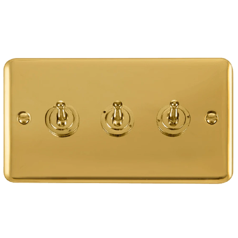 Click Deco Plus Polished Brass 3G Toggle Switch DPBR423 3 Click Deco Plus Polished Brass 3G Toggle Switch DPBR423