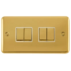 Click Deco Plus Polished Brass 4G Light Switch DPBR414WH