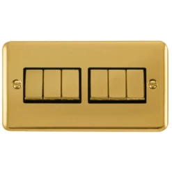 Click Deco Plus Polished Brass 6G Light Switch DPBR416BK