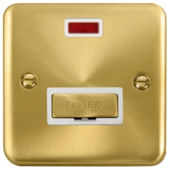 Click Deco Plus Satin Brass 13A Unswitched Spur With Neon DPSB753WH