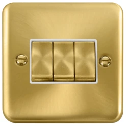 Click Deco Plus Satin Brass 3G Light Switch DPSB413WH