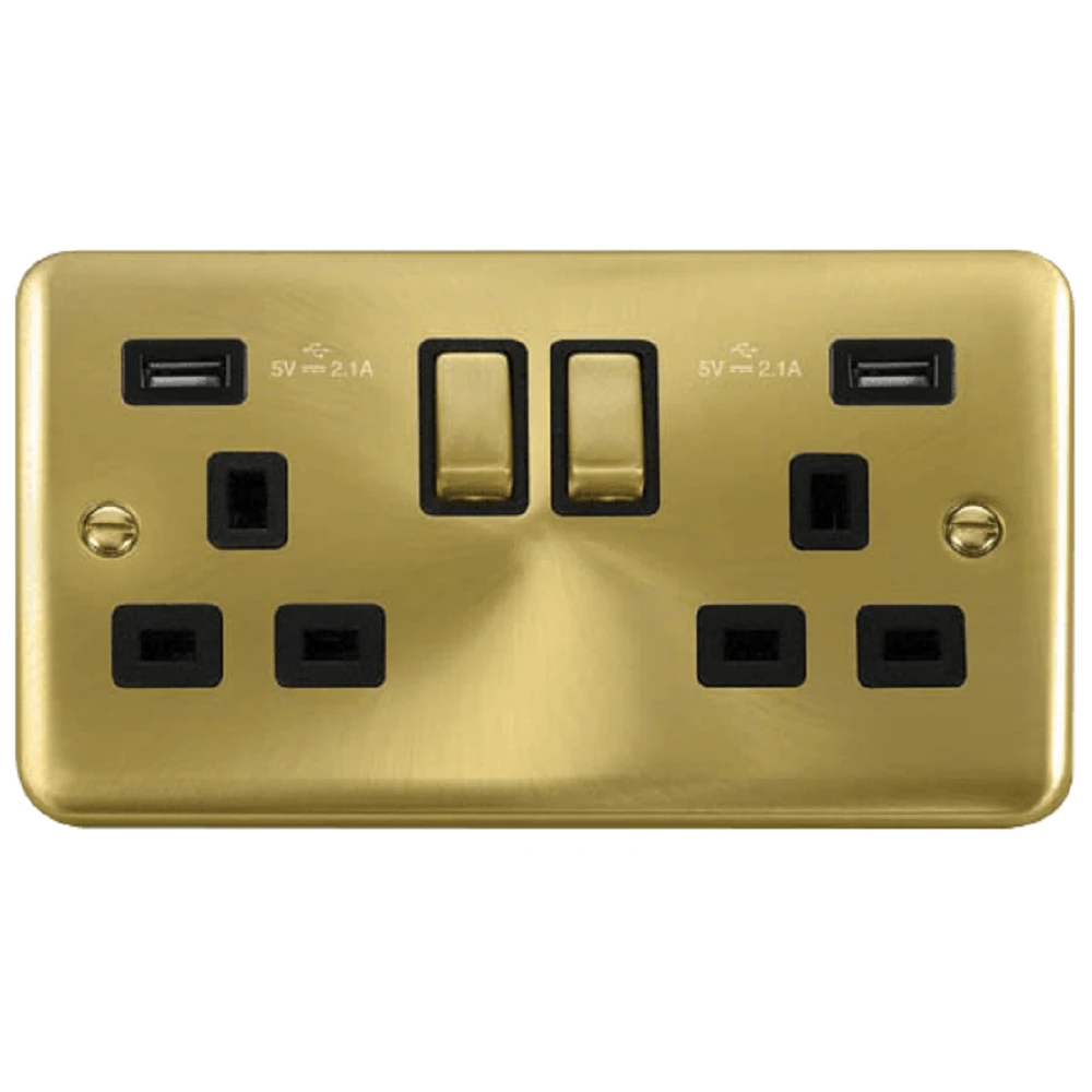 Click Deco Plus Satin Brass 13A Double USB Socket DPSB580BK 3 Click Deco Plus Satin Brass 13A Double USB Socket DPSB580BK