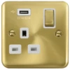 Click Deco Plus Satin Brass 13A Single USB Socket DPSB571UWH