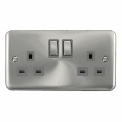 Click Deco Plus Satin Chrome 13A Double Socket DPSC536GY