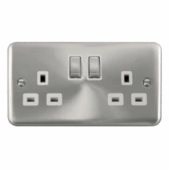 Click Deco Plus Satin Chrome 13A Double Socket DPSC536WH