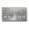 Click Deco Plus Satin Chrome 13A Double USB Socket DPSC580WH