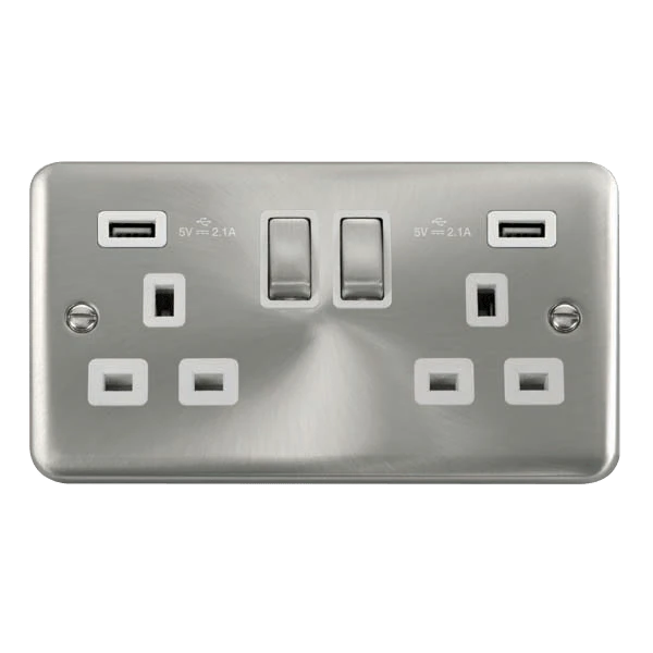 Click Deco Plus Satin Chrome 13A Double USB Socket DPSC580WH 3 Click Deco Plus Satin Chrome 13A Double USB Socket DPSC580WH
