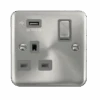 Click Deco Plus Satin Chrome 13A Single USB Socket DPSC571UGY -RS Electrical Supplies Click Deco Plus Satin Chrome Single USB Socket DPSC571UGY Available from RS Electrical Supplies