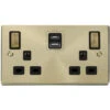 Click Deco Satin Brass 13A Double A+C USB Socket VPSB586BK -RS Electrical Supplies Click Deco Satin Brass 13A Double A C USB Socket VPSB586BK available from RS Electrical Supplies