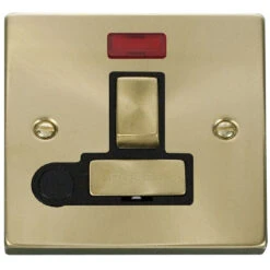 Click Deco Satin Brass 13A Switched Spur With Flex And Neon VPSB552BK