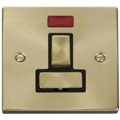 Click Deco Satin Brass 13A Switched Spur With Neon VPSB752BK