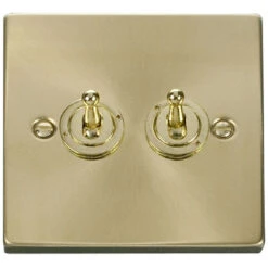 Click Deco Satin Brass 2G Toggle Switch VPSB422