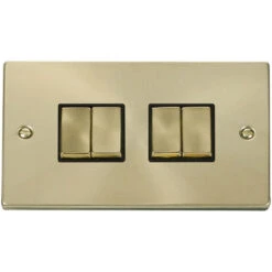 Click Deco Satin Brass 4G Light Switch VPSB414BK