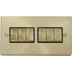 Click Deco Satin Brass 6G Light Switch VPSB416BK