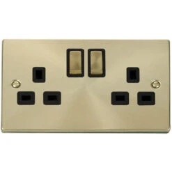 Click Deco Satin Brass 13A Double Socket VPSB536BK