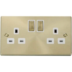 Click Deco Satin Brass 13A Double Socket VPSB536WH