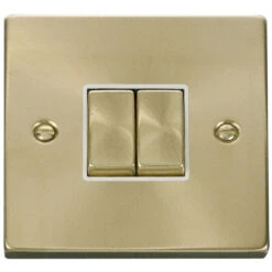 Click Deco Satin Brass 2G Light Switch VPSB412WH