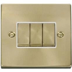 Click Deco Satin Brass 3G Light Switch VPSB413WH