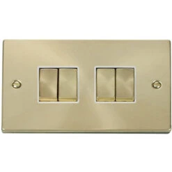 Click Deco Satin Brass 4G Light Switch VPSB414WH