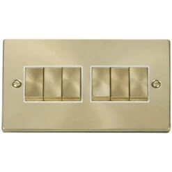 Click Deco Satin Brass 6G Light Switch VPSB416WH