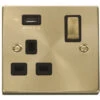 Click Deco Satin Brass 13A Single USB Socket VPSB571UBK -RS Electrical Supplies Click Deco Satin Brass Single USB Socket VPSB571UBK available from RS Electrical Supplies