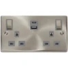 Click Deco Satin Chrome 13A Double A+C USB Socket VPSC586GY -RS Electrical Supplies Click Deco Satin Chrome 13A Double A C USB Socket VPSC586GY Available from RS Electrical Supplies