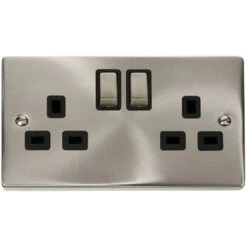 Click Deco Satin Chrome 13A Double Socket VPSC536BK