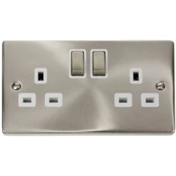 Click Deco Satin Chrome 13A Double Socket VPSC536WH