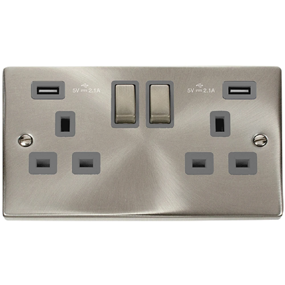 Click Deco Satin Chrome 13A Double USB Socket VPSC580GY 3 Click Deco Satin Chrome 13A Double USB Socket VPSC580GY