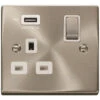 Click Deco Satin Chrome 13A Single USB Socket VPSC571UWH