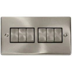 Click Deco Satin Chrome 6G Light Switch VPSC416BK